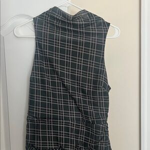 Fashion Nova Black and White and green Plaid Maxi Dress mesh bottom